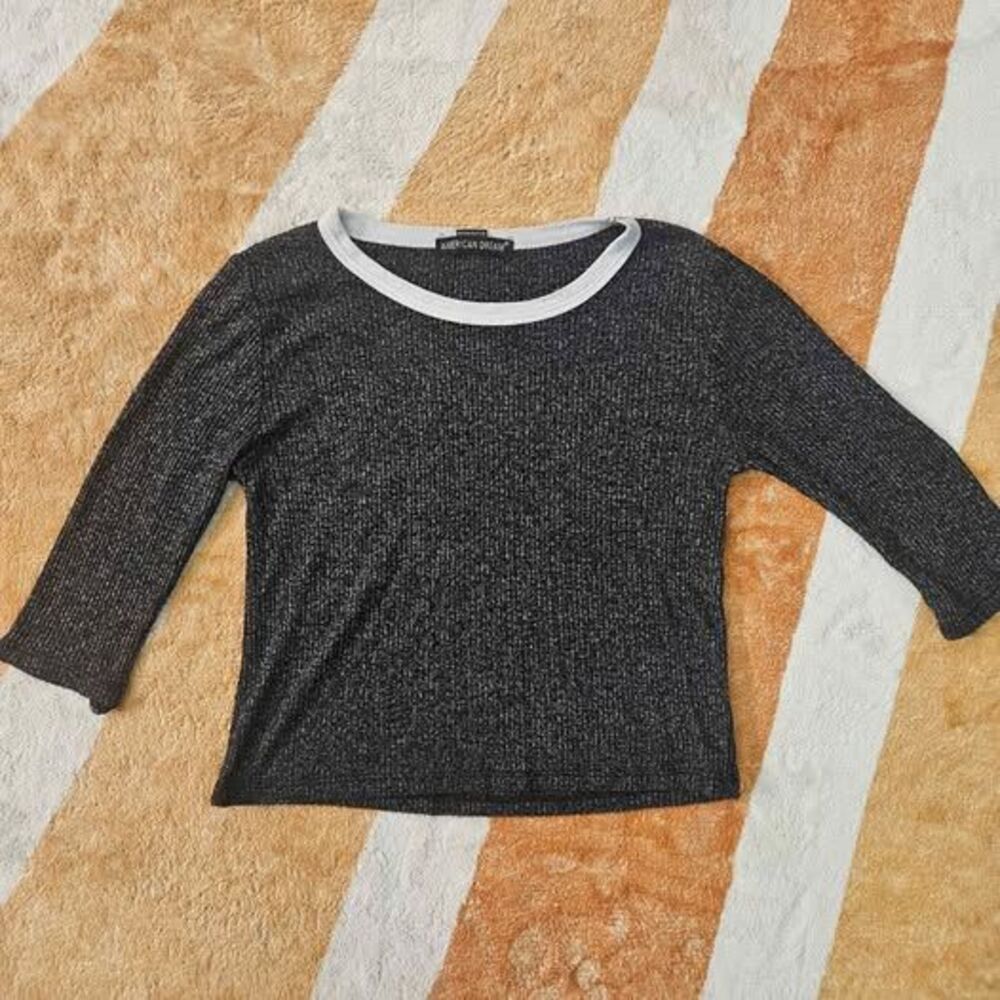 Quarter sleeve marled crop top